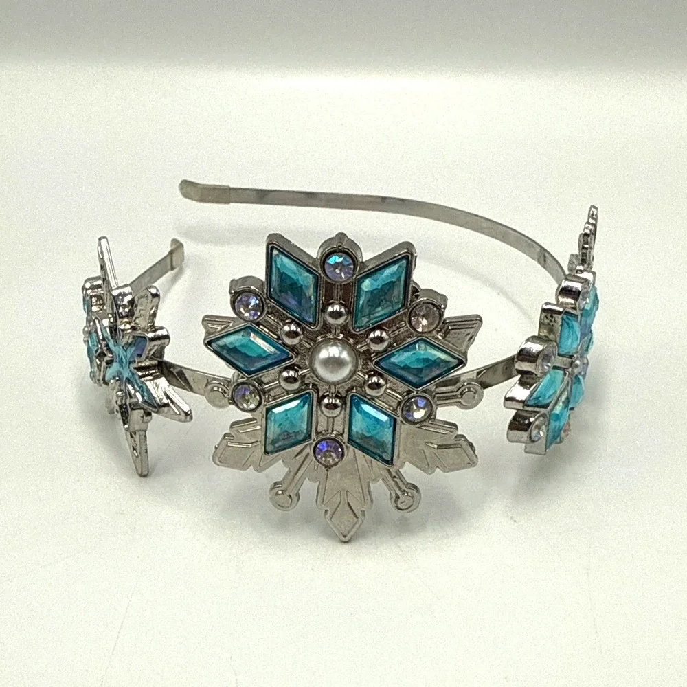 Disney Frozen Elsa Snowflake Tiara Headband Silver Tone Blue Gems‎ Euro Disney
